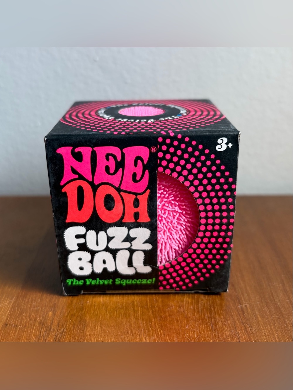 Needoh Pink FuzzBall Velvet Squeeze Fuzz Ball Squishy NEW SEALED